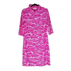 Jude Connally Susanna Shirt Dress 3/4 Sleeves Collared Sz XL Jude Cloth Pink